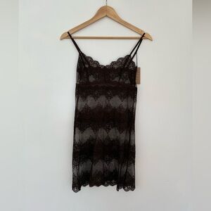 NWT 💕 Only Hearts “So Fine” Brown Lace Chemette